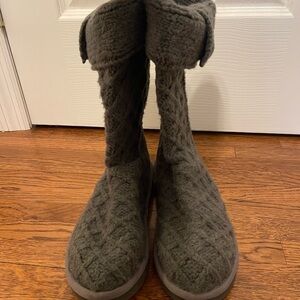 Cozy UGG Womens Knit Boots in Dark Gray